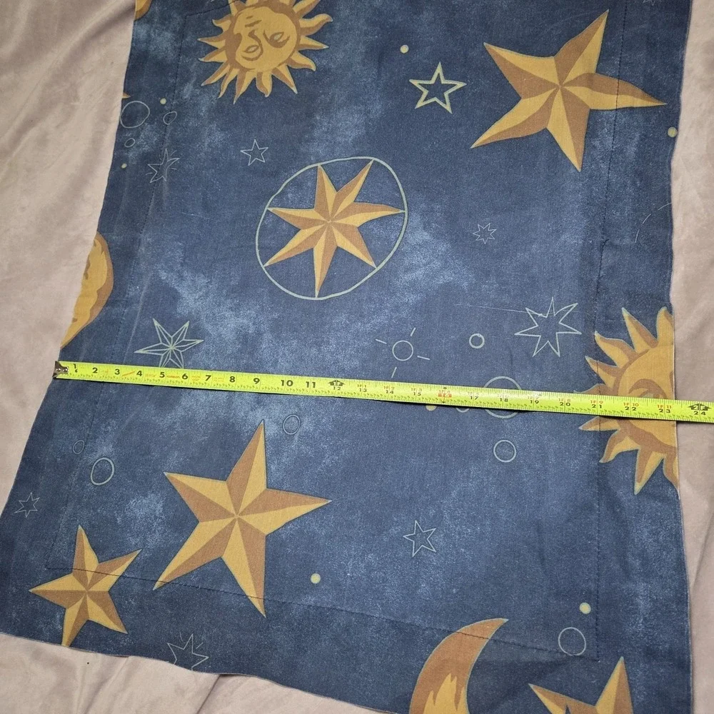 Vintage Celestial Sun Moon Stars King Size Pillowcase Blue Astrology Whimsigoth
